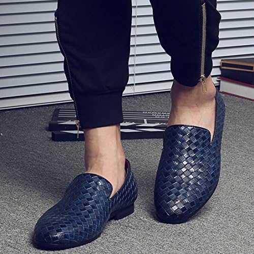 Santimon Mens Loafers Fashion Weave Dress Driving Flats Slip on Penny Loafer Casual Shoes Blue 7.5 US | Image 6