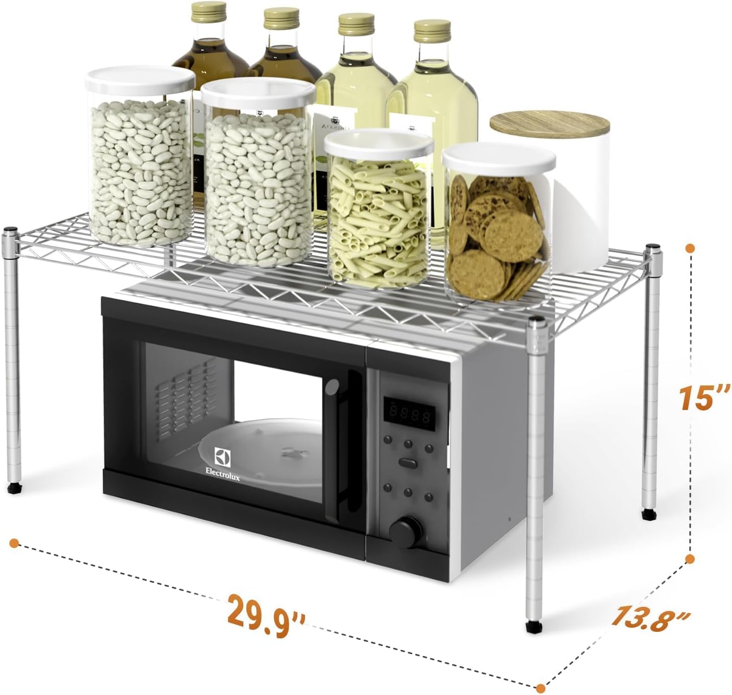 Simple Deluxe 1-Tier Shelving Unit, 29.92" W x 13.78" D x 14.96" H Steel Organizer Wire Rack, Chrome