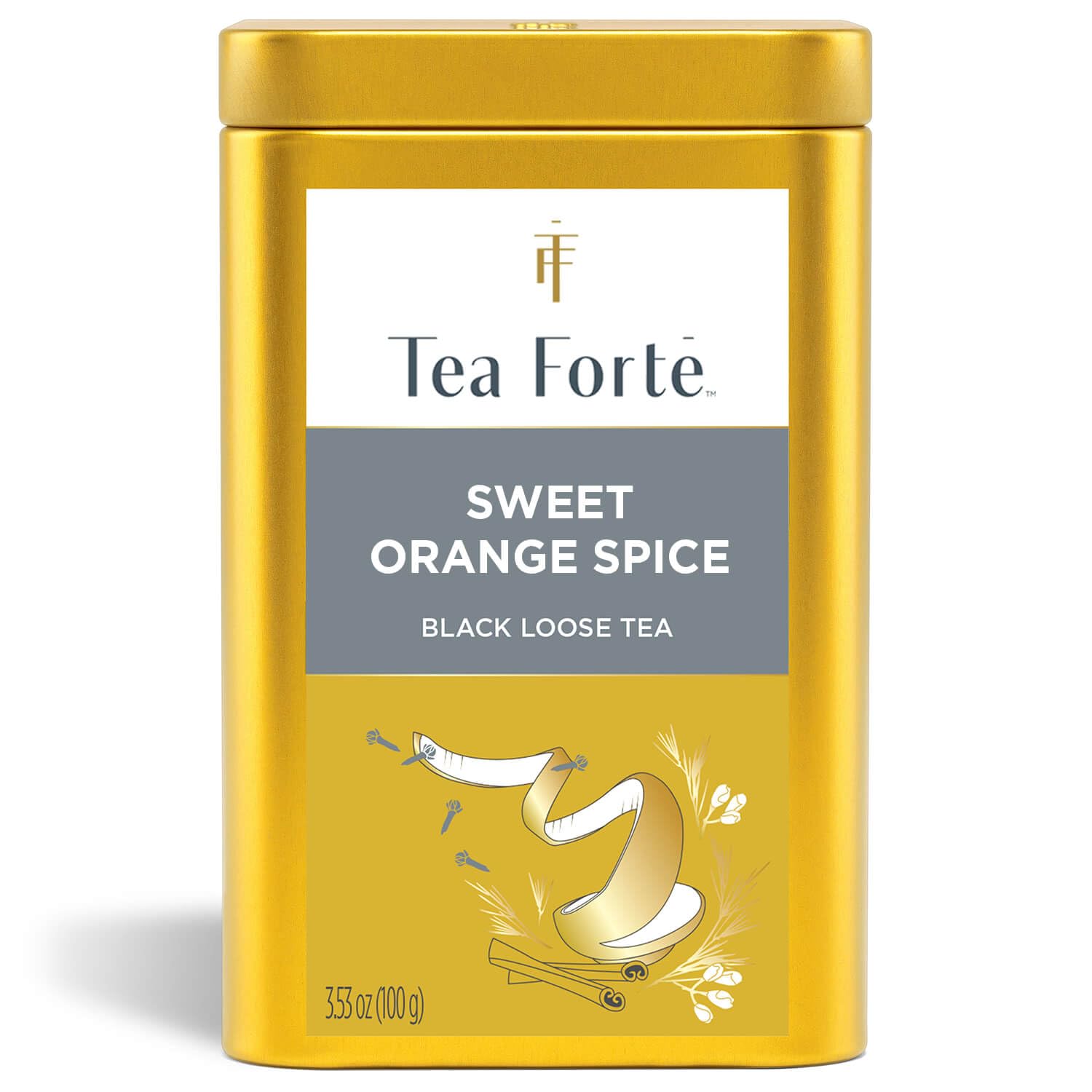 Tea Forte Sweet Orange Spice Premium Loose Leaf Caffeinated Black Tea Blend Canister, Makes 35-50 Cups