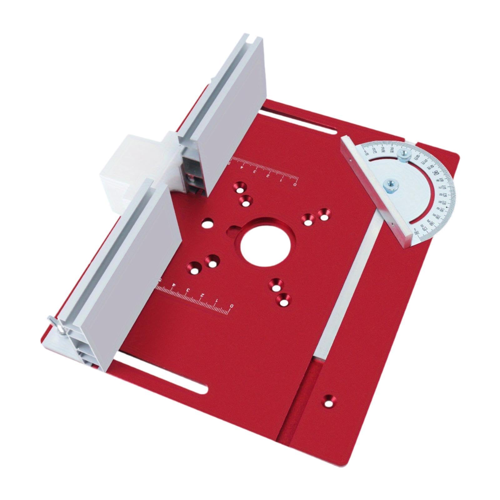 Router Mesa Insertar Placa de Aluminio Mesa de Carpintería Flip Board Guía de Cerca Resistente Y Adecuada para Trabajadores Entusiastas DIY Carpintero, Rojo