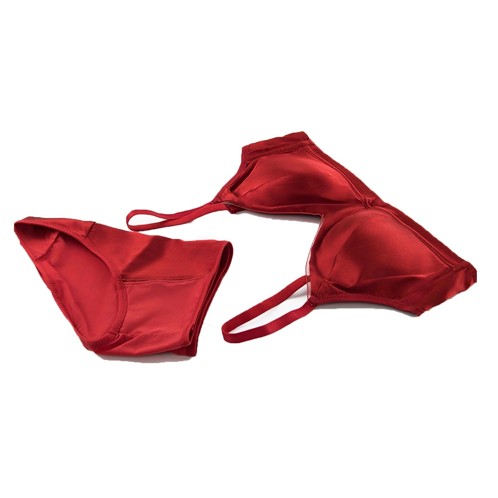 TOSOFT Conjuntos De Sujetador Y Bragas De Seda For Mujer Conjunto De 2 Bralette Y Bragas Sin Costuras Color Rojo Conjunto De Lencería Fina For Novia Y Boda