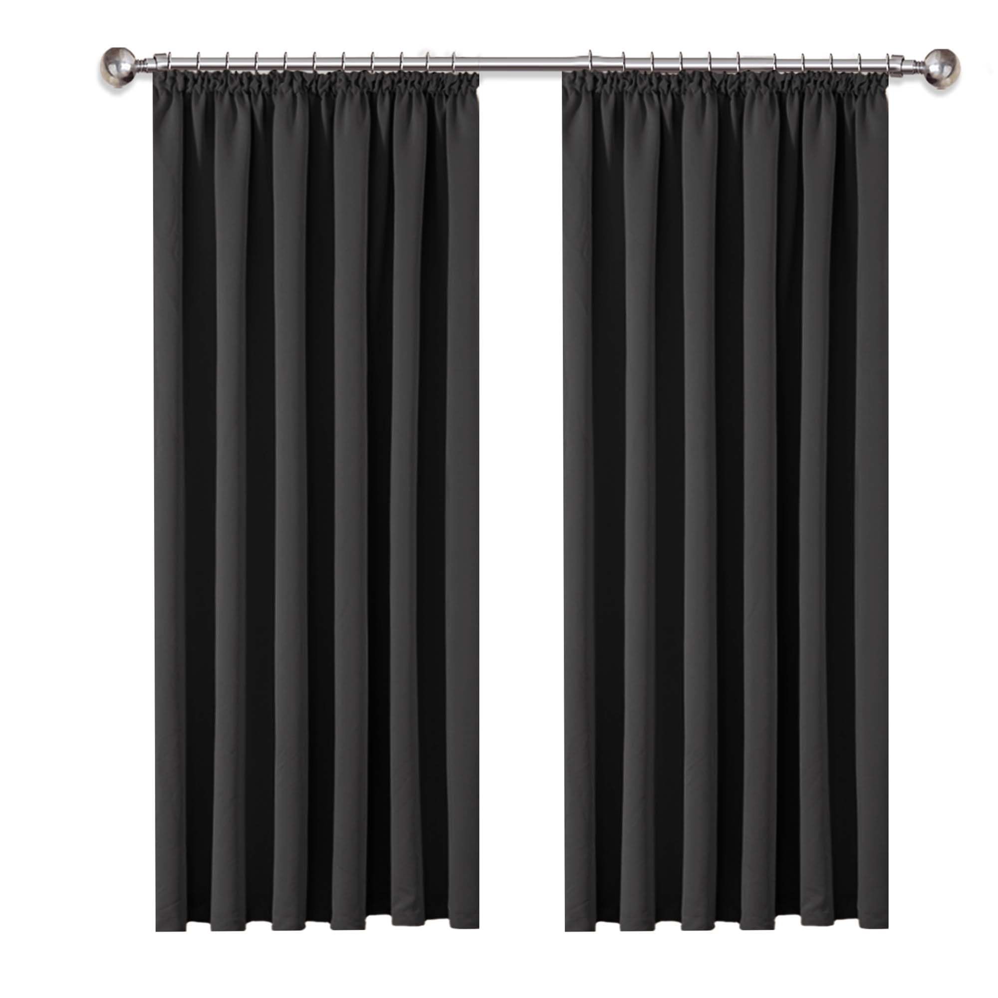 AMEHA Grey Blackout Curtains for Living Room - Pencil Pleat Bedroom Curtains & Drapes Window Treatments Super Soft Black Out Thermal Curtain with Tiebacks 66 x 54 Drop Inch 2 Panels