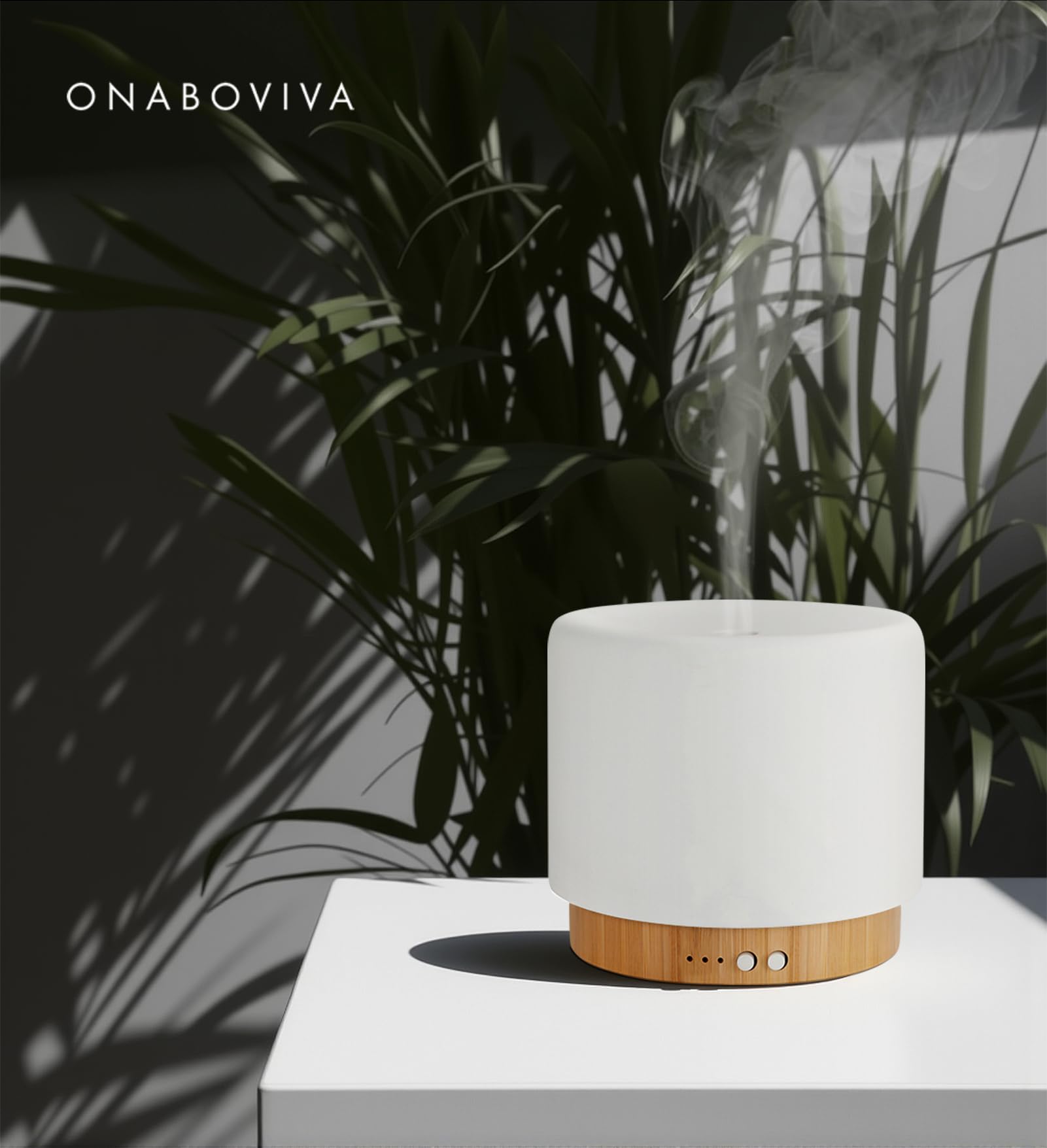 Dyfuzor zapachowy – ultradźwiękowy dyfuzor 280 ml z ceramicznym bambusowym nawilżaniem powietrza, światłem dobrego samopoczucia, timerem, automatycznym wyłączaniem, ciągłą i przerywaną mgiełką do