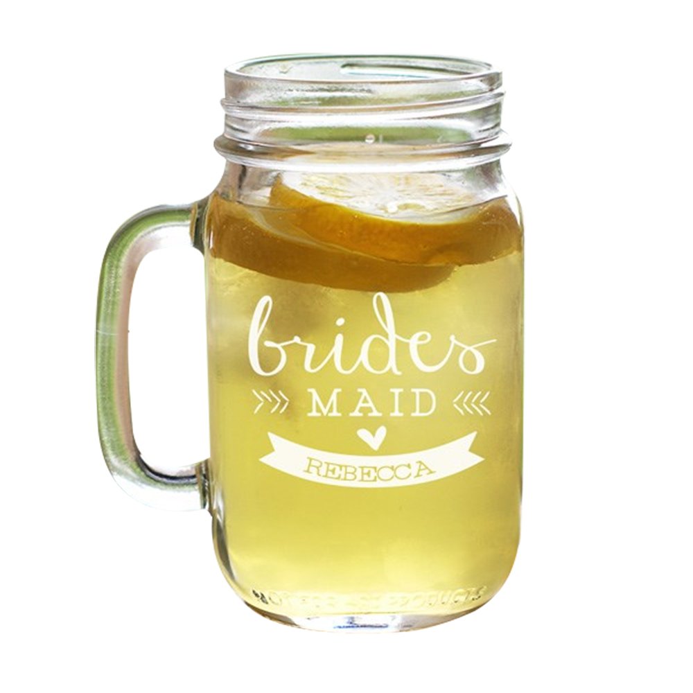 GiftsForYouNow Wedding Party Engraved Mason Jar, Bridesmaid