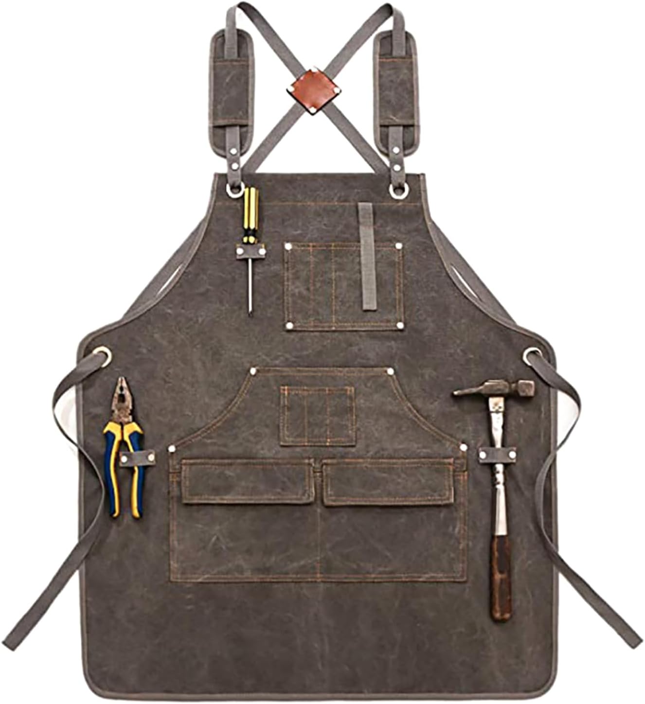 Thicken Oxford Cloth Tool Apron Adjustable Crosses Back Work Tool Pockets Adjustable For Men And Women Workshop Apron