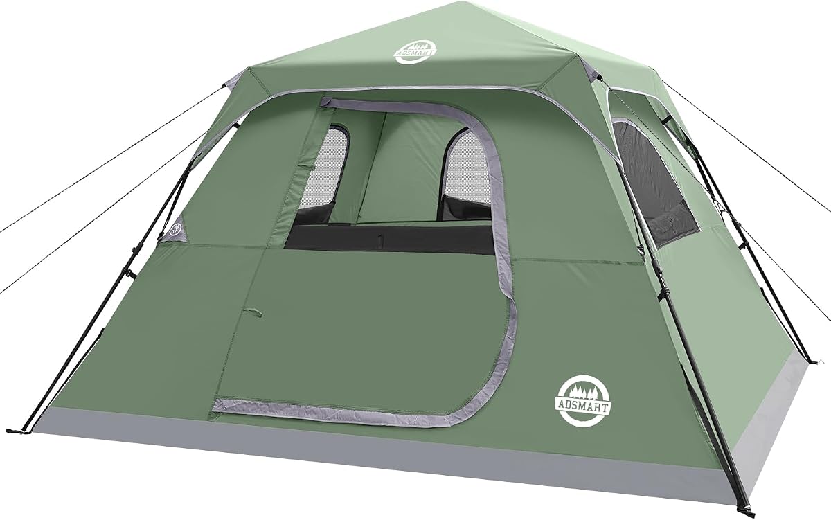 ADSMART Instant Tents for Camping 6 Person Tent Waterproof for Outdoor | Easy set up for hiking with rainfly carry bag for family camping tent
