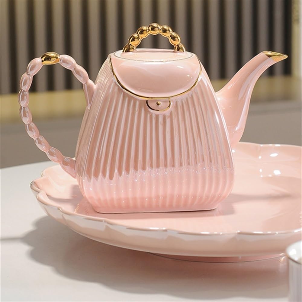 Trinkgeschirr Wasserkocher-Set, Keramik-Teeservice for Zuhause | Wasserutensilien for das Wohnzimmer(Pink)