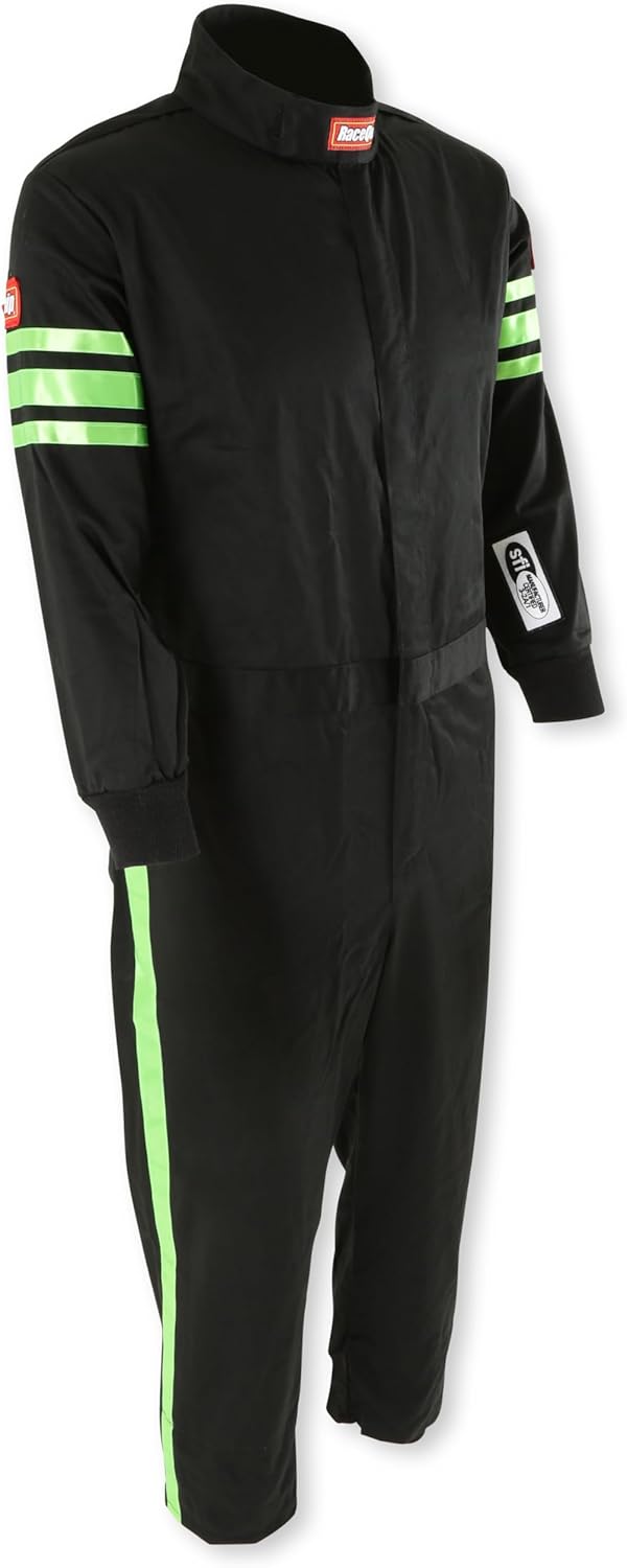 RaceQuip® 1950796RQP Pro-1 Driving Suit SFI 3.2A/1 Black/Green Stripe Youth XL