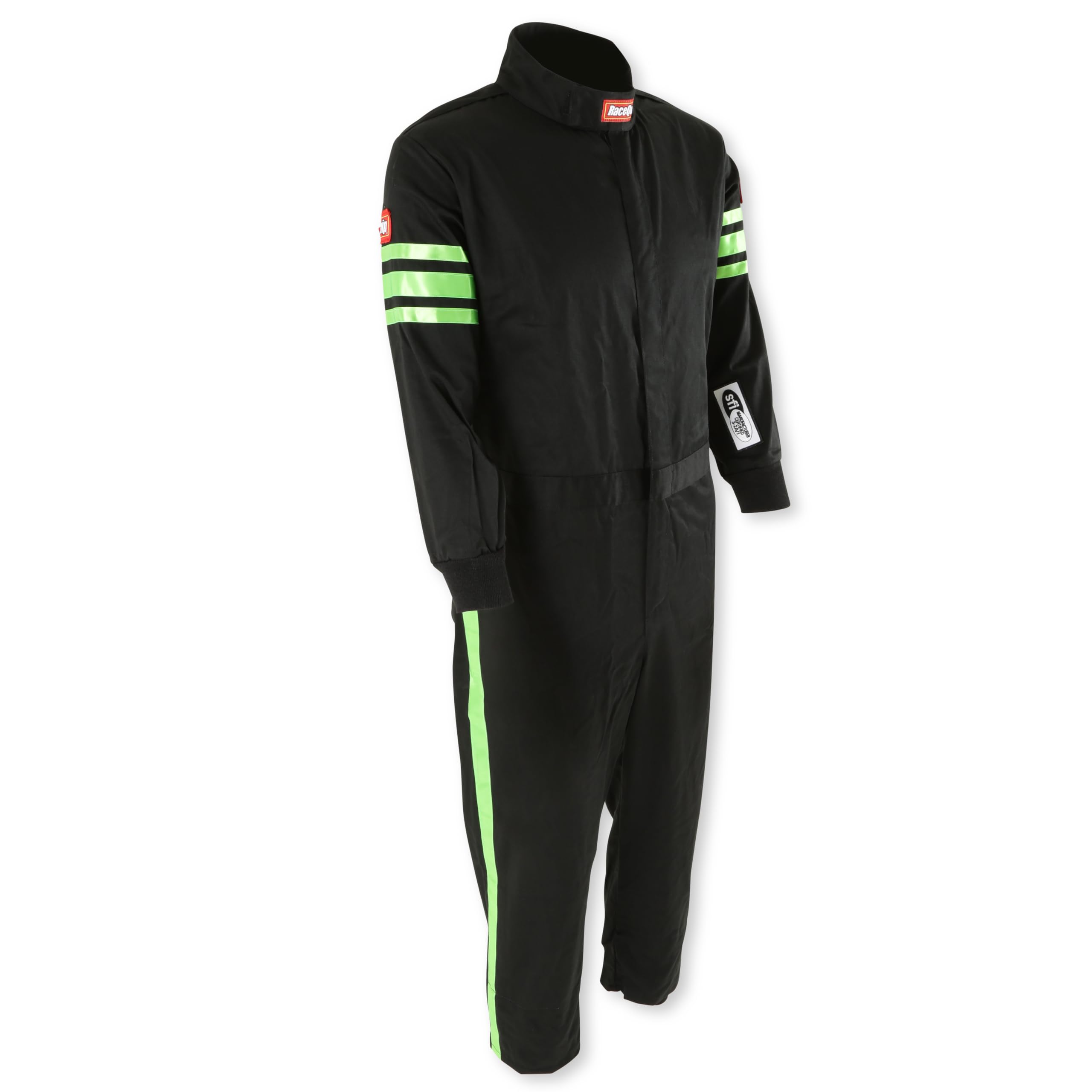 RaceQuip 1950795RQP Pro-1 Driving Suit SFI 3.2A/1 Black/Green Stripe Youth Large