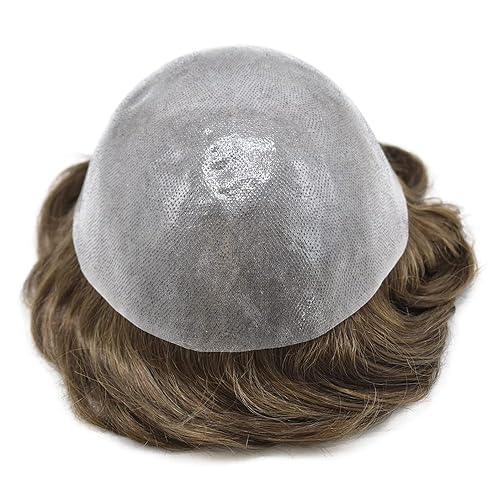 Miniatura 3 de RESHE Sistema de reemplazo de pelo para hombre, tupé de piel de polietileno para hombres, piezas de cabello 100% cabello humano, sistema de cabello