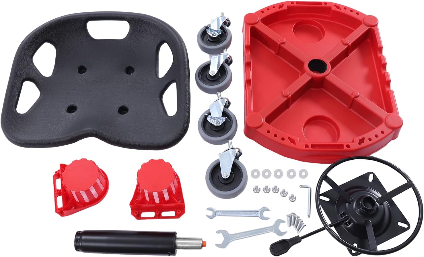 330LBS Capacit Rolling Garage Stool,Adjustable Height Rolling Garage Stool with Tool Tray 360-Degree Swivel Mechanic Stool Seat for Workshop Auto Repair Shop.