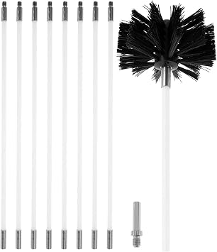 liyun Chimney Sweep kit Meter Chimney Sweeping Kit with Extra Nylon Brush Head for Pellet Stove to Clean Metal Or Brick Chimneys9 Rods,410mm