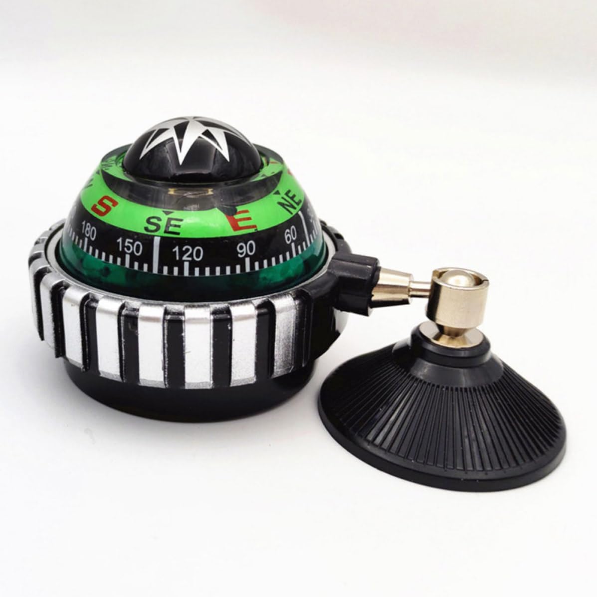 2pcs Adjustable Green Abs Compass Ball with Stable Suction Cup Dash Mount for Car Truck and Marine Boat Vehicle Interior Navigation Tool