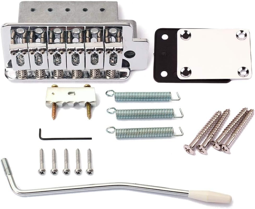Vintage ST Guitar Tremolo Bridge, 52.5mm 6-Screw Assembly with 36mm Steel Block for Fender Squier/Mexico Strat Stratocaster, Chrome