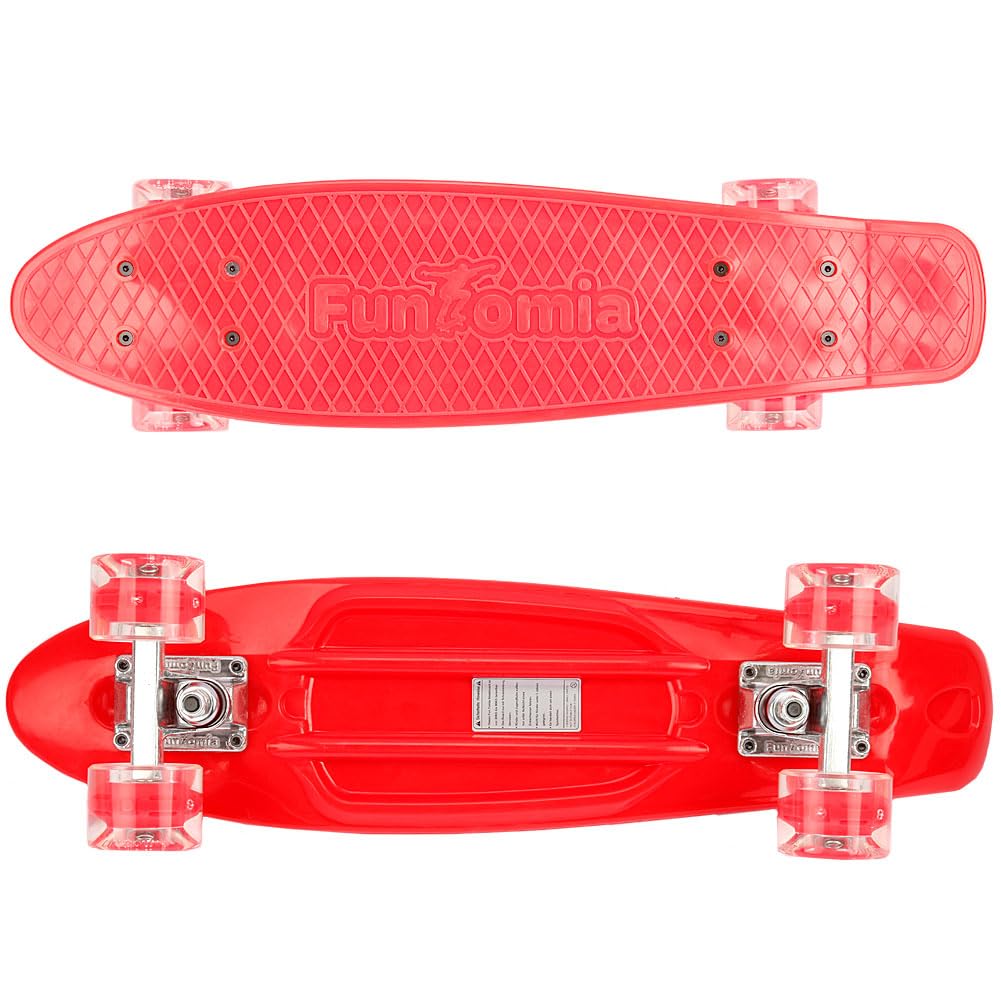 FunTomia® Mini-Board, skateboard da 57 cm, con o senza LED sulle ruote, con carrello in alluminio e cuscinetti a sfera Mach1 ABEC-11, colori vari, T-Tool