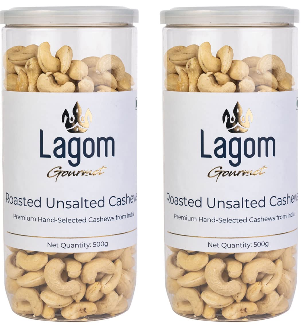 Lagom Gourmet Roasted Unsalted Cashew Nuts 1 Kg No Salt Dry Roasted
