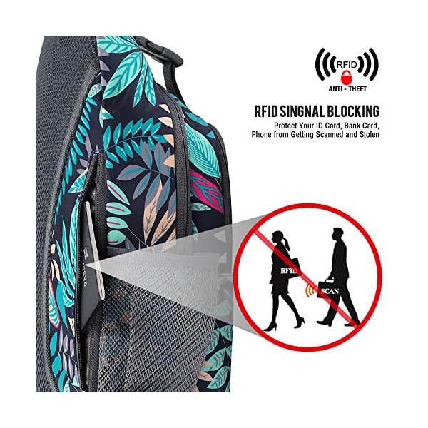 G4Free Sling Bag RFID Blocking Sling Backpack Crossbody Chest Bag Daypack for Hiking Travel(Maple Leaf Blue) - Image 3