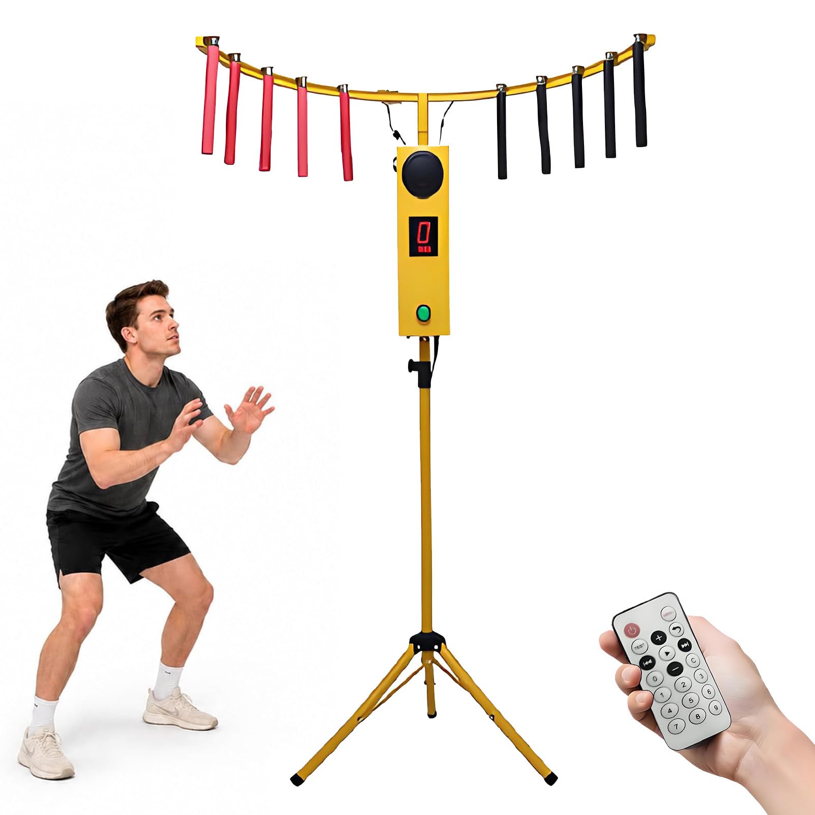 EpyGnom Hand Eye Coordination Catching Stick Game, Reflex Catch Stick Arcade Machine with LED Light Display, Adjustable Speed Drop Stick Game for Carnivals, Events, Party, Bars, Business Yellow
