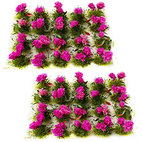 40 Pcs Flower Cluster Flower Vegetation Groups Grass Tufts Miniature Static Scenery Model for DIY Architecture Building Model Railway Train Diorama Garden Scenery Landscape Layout (Light purple)