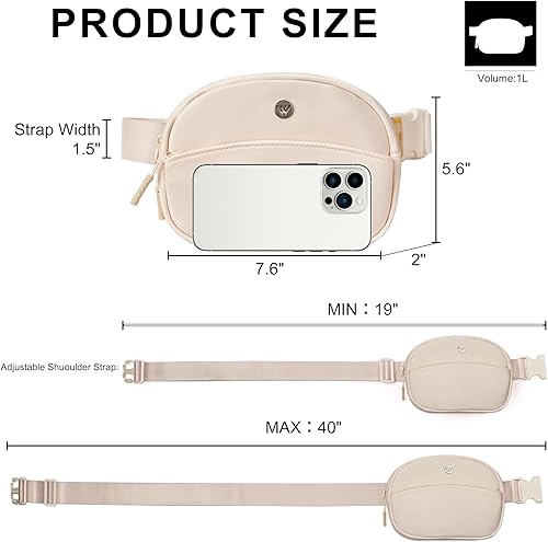 Miniatura 3 de WESTBRONCO Riñoneras para mujeres y hombres, bolsa pequeña de nailon, cintura ligera a la moda, mini bolsas cruzadas con correa ajustable para