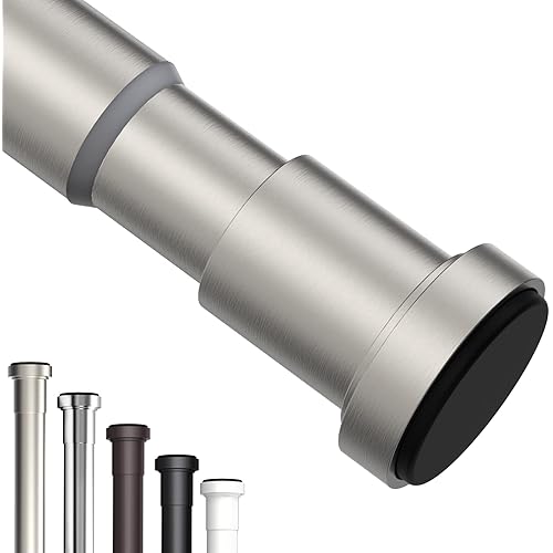 PrettyHome Shower Curtain Rod Tension 42-72 Inches,No Drilling Rust-Resistance Tension Shower Rod for Windows or Doorways,Brushed Nickel