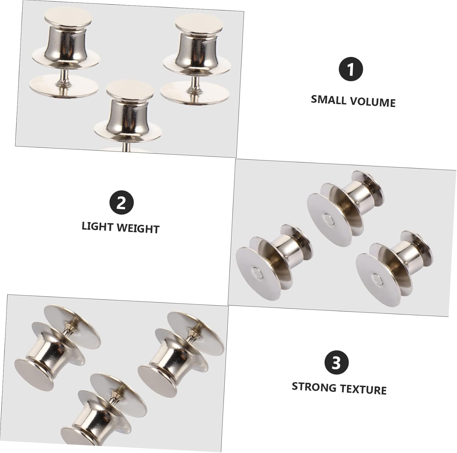 SHINEOFI 50sets Nickel Base Clutch Tie Tacks with Back Pin Durable Flat Fasteners Polished Edges for Secure Brooch Attachment