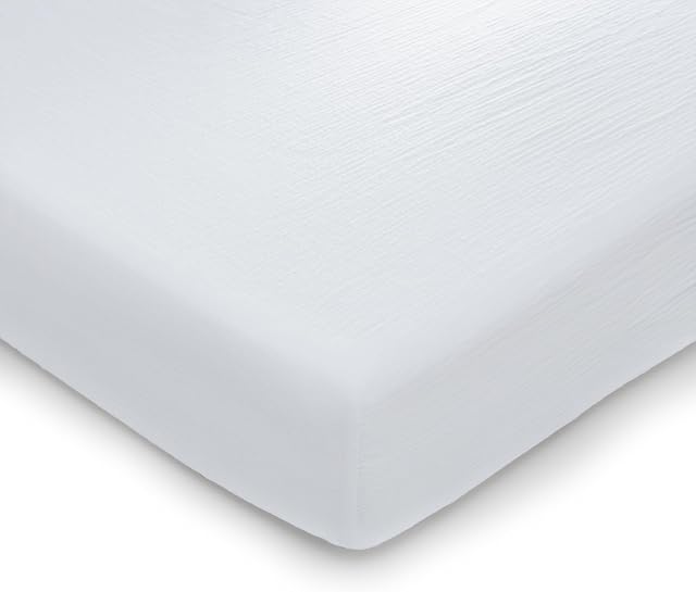Comfy Cubs Muslin Feuille de lit en coton - Doucement & Feuilles respirantes pour lits standard & Matelas pour tout-petit - Snug Fit, Elastic sécurisé avec de beaux emballages pour les garçons & Filles - blanc