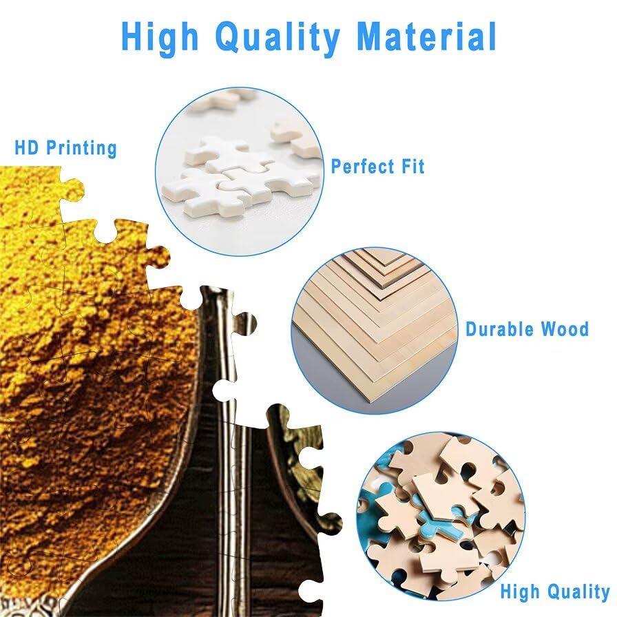 Puzzle 1500 sztuk przypraw, drewniane puzzle kuchenne dla dorosłych, rozmiar: 87 x 57 cm, puzzle 1500 sztuk dla dorosłych, rodzinne gry edukacyjne, puzzle pomysł na prezent dla kobiet, wystrój domu
