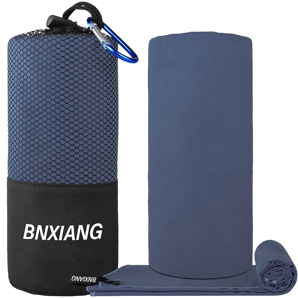 BNXIANG Bath Towel, Quick Dry Sport Towel, Super Absorbent Camping Towel with Case, Fast Drying Compact Multipurpose Use for Sports, Fitness,40x20 inch