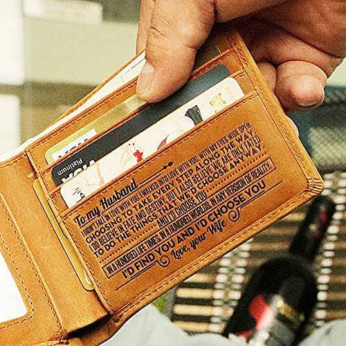 Mens Wallets to My Husband Bifold Leather Wallets for Men Wife to My Love Gift With Loving Saying2