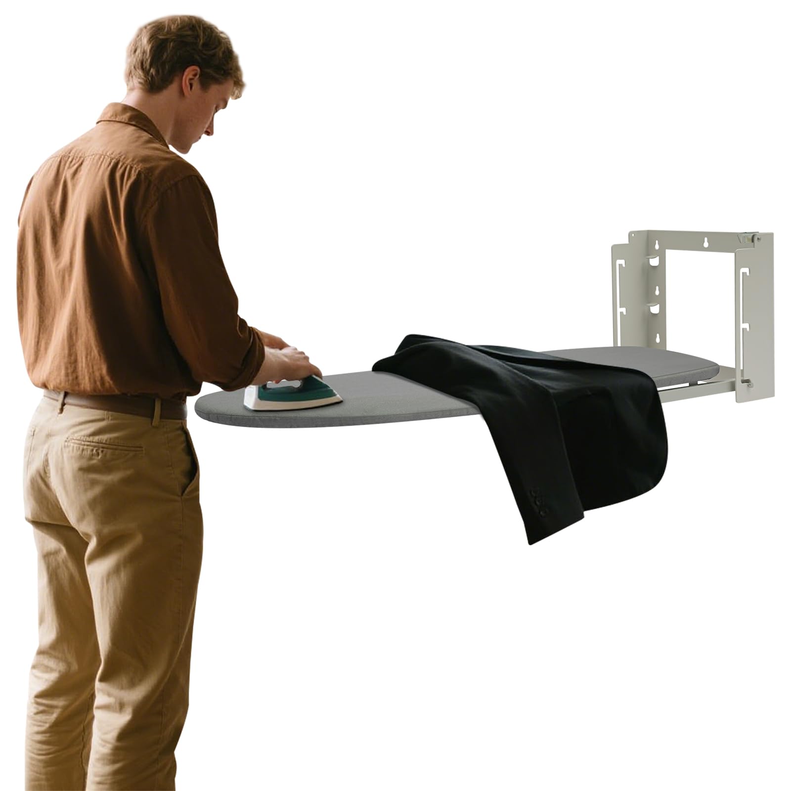 Klappbares Wand Bügelbrett 91x30cm mit 3 verstellbaren Höhen, hitzebeständig bis 150℃, Stabiler Kohlenstoffstahl Mesh, abnehmbare Tuchabdeckung, platzsparend für Wohnung und Haushalt
