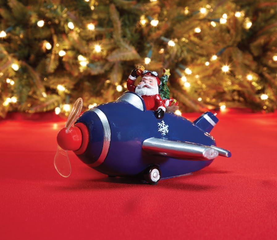 Sporty's Aviation Gifts Holiday LED Flying Santa Christmas Display, with Digital Propeller, Battery Powered