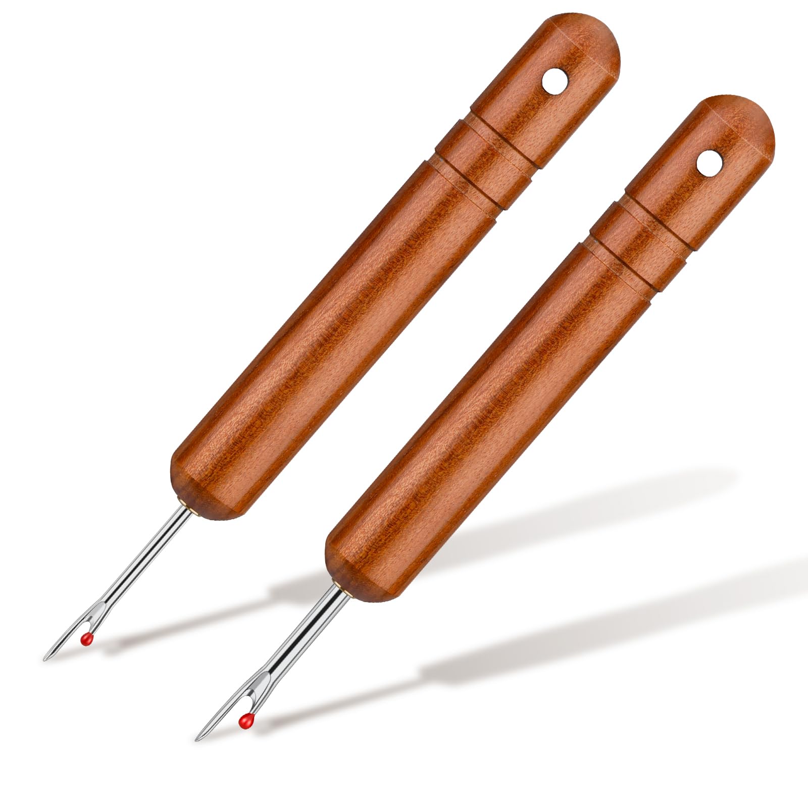 Easusy 2PCS Seam Rippers for Sewing, Thread Ripper Tool with Hangable Wooden Handle, Stitch Remover Tools for Sewing, Quilting