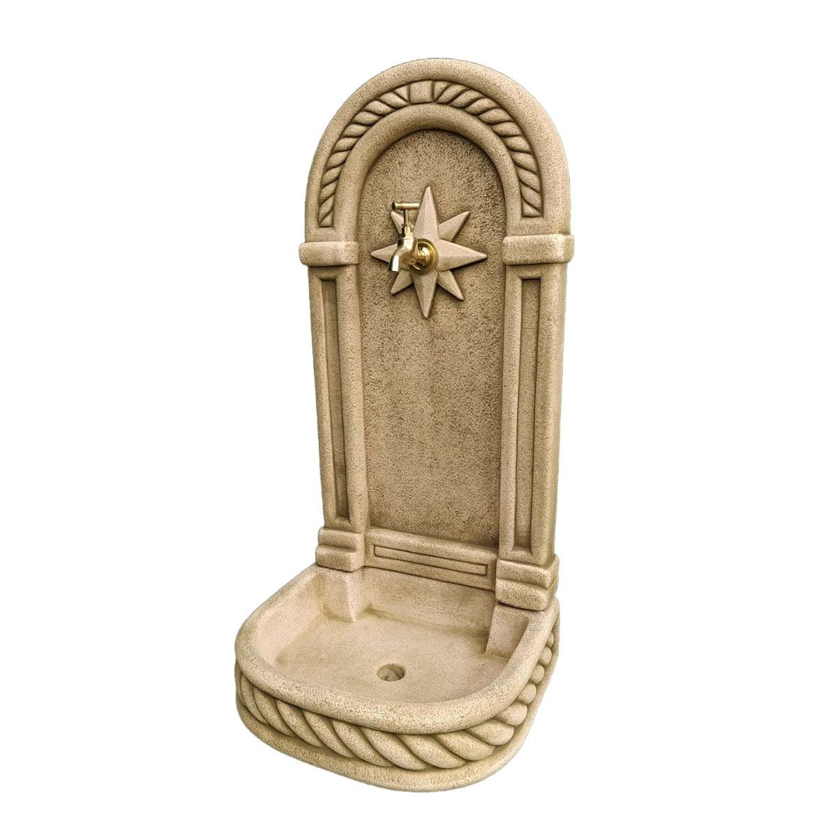 AnaParra Fuente Pared Modelo Poniente 37x32x77cm. para jardín|Hormigón Piedra |Incluye Grifo|Fuente Decorativa para Exterior| Peso: 30Kg| Color: Verde