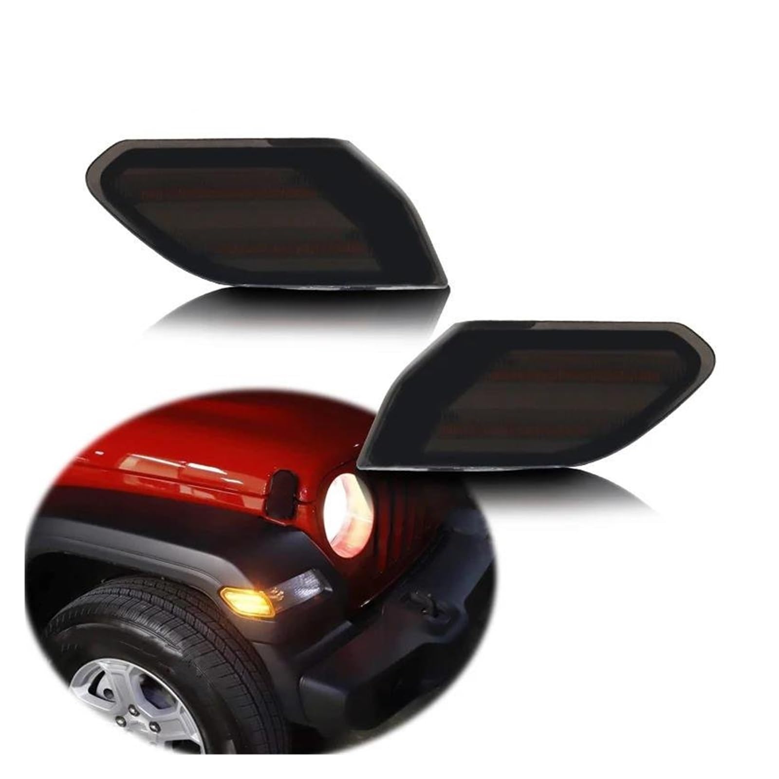 Genérico Intermitente Delantero Para Jeep Para Wrangler JL 2018-up 12V Luces LED De Posición Lateral Ámbar Reemplazar Señal Giro OEM