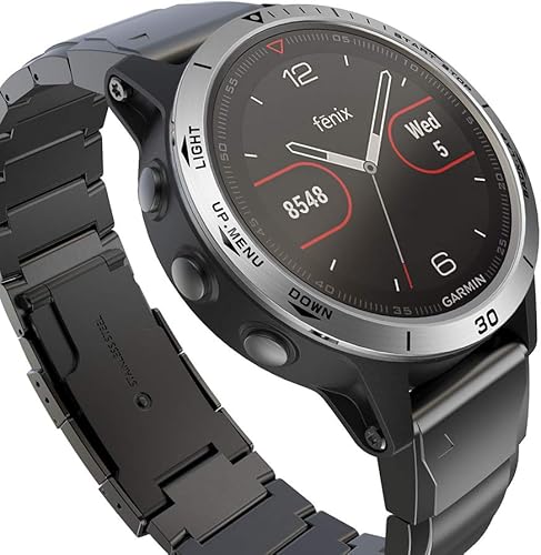 Miniatura 3 de REYDA Bisel de reloj compatible con Garmin Fenix 55 Plus, anillo de bisel de acero inoxidable, cubierta adhesiva de bisel de acero inoxidable,