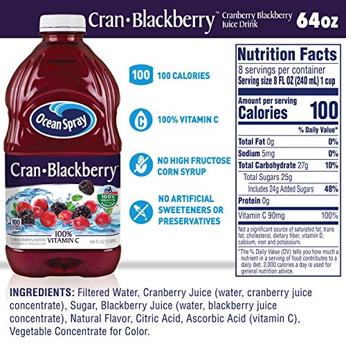 Image of Ocean Spray Cran-Blackberry Juice Drink, 64 Ounce Bottle (Pack of 8)