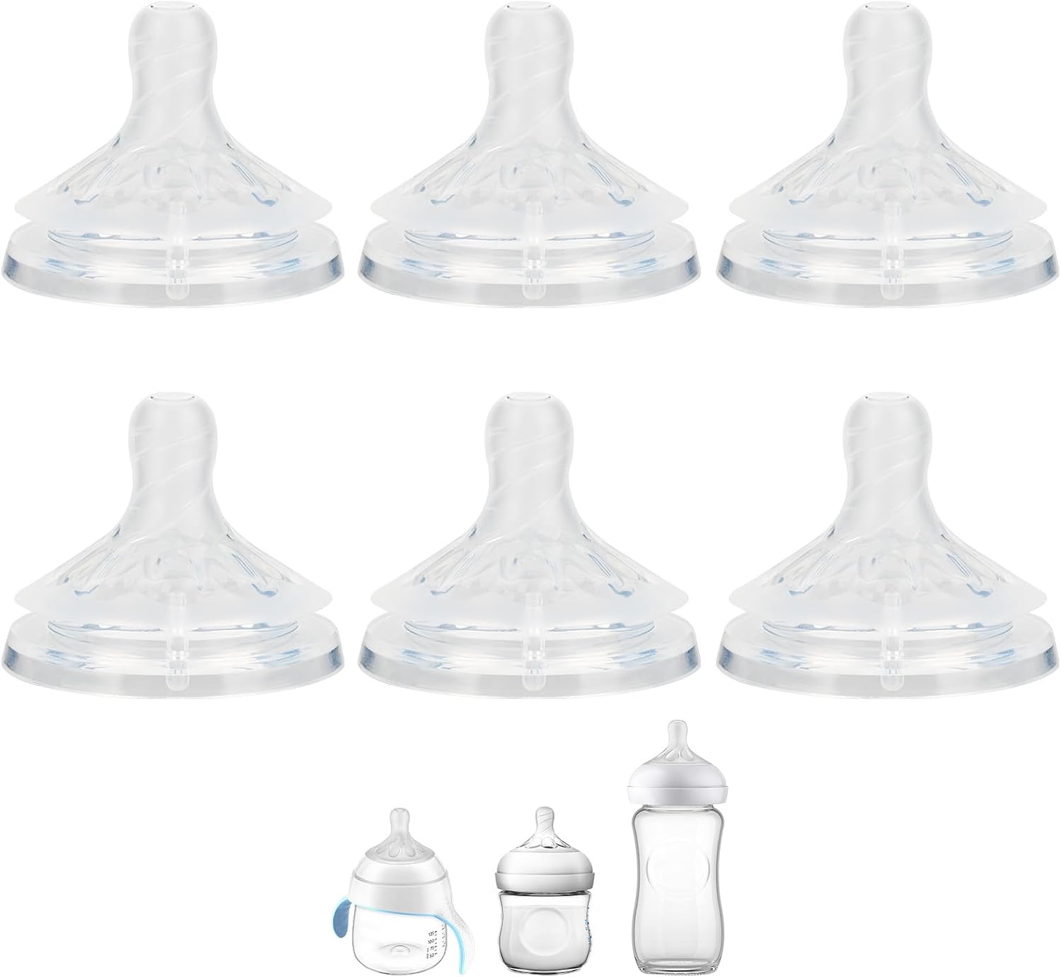 Silicone Nipple for Philips Avent Natural Baby Bottles and Natural Trainer Sippy Cup, Extra Fast Flow (Flow 5), 6m+, 6 Count