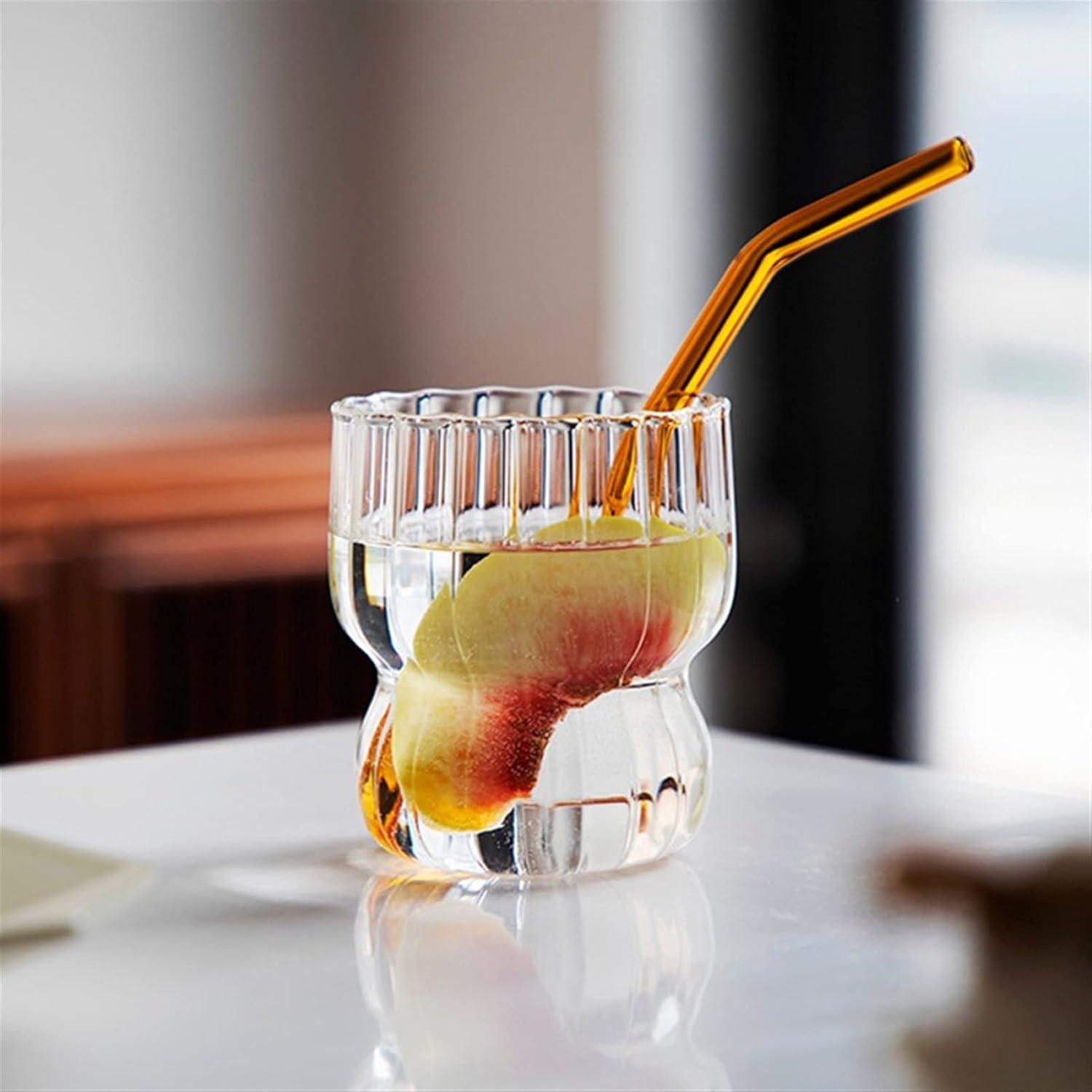 Glass Cups Striped Glass Cup Resistant Tea Beer Mug Milk Drinking Glasses Transparent Cold Beverage Drink Mug Home Office Drinkware Drinking Glasses