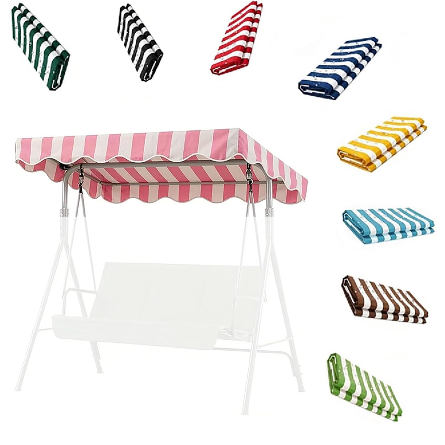 YCXHGK Outdoor Patio Swing Striped Canopy Replacement Cove, Stripe Porch Swing Replacement Top, Awning Cover for Garden Beach Poolside Furniture(Pink,160x110cm/63.0x43.3in)
