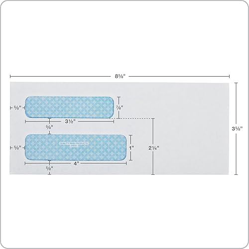 Miniatura 2 de Quality Park® Sobres de doble ventana #8-5/8, sobres tintados de seguridad, 3-5/8 x 8-5/8, engomados, papel blanco de 24 libras, costuras laterales,
