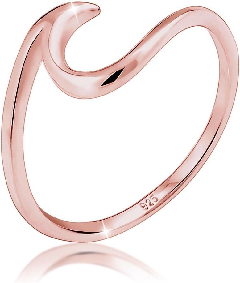ElliWomen's 925 Sterling Silver Wave Statement Blogger Trend Ring for Women's