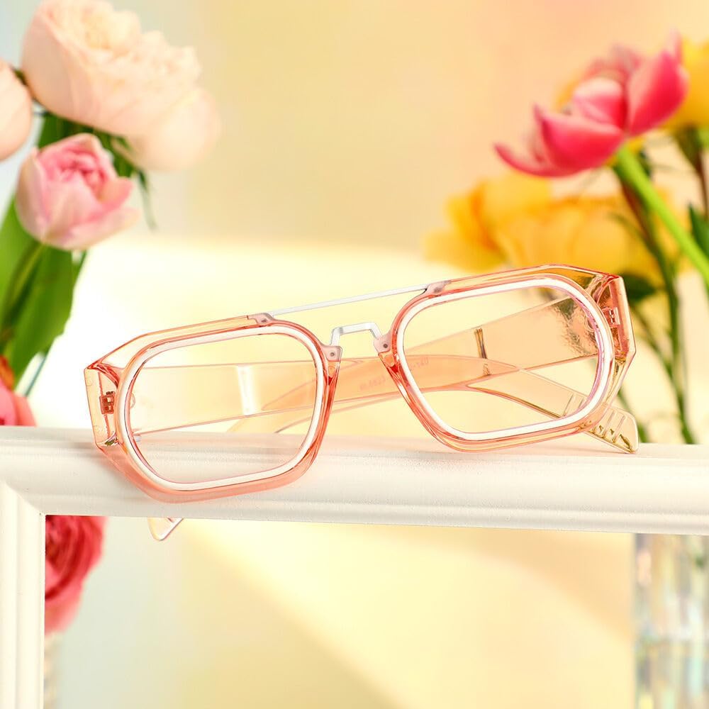 Aviator Reading Glasses for Women Men, Trendy Square Blue Light Blocking Glasses Reader, Anti-Reflective Coating Lens