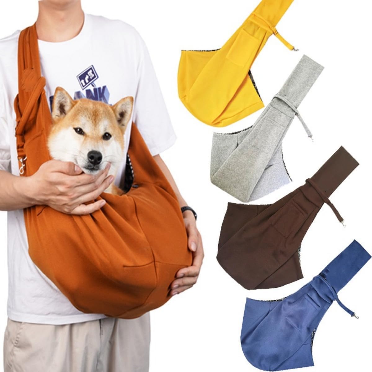 Pet Sling Carrier for Small Dogs Cats, Hands-Free Breathable Puppy Sling with Safety Hook & Pocket, Soft Portable Travel Bag for Outdoor Walking(Up to 15lbs)