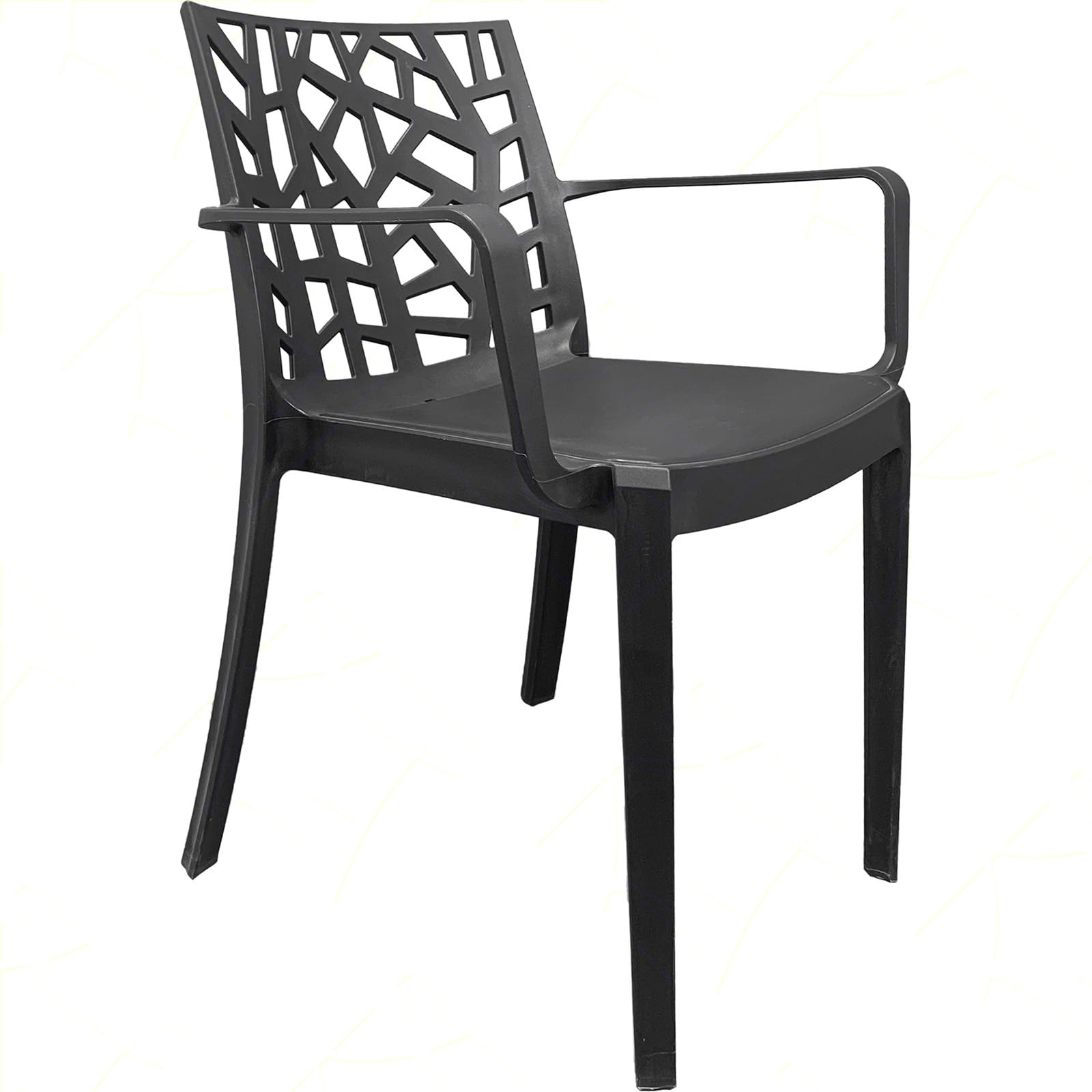 Sicignano - Silla de plástico con reposabrazos, 58 x 55 x 82 cm de altura, apilable, resistente a los rayos UV, fácil de limpiar, decoración interior exterior, bar, pub, jardín, terraza, fabricada en