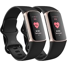 Replacement Bands Compatible with Fitbit Charge 6 / Fitbit Charge 5 Bands for Women Men, Silicone Fitness Sport Wristbands for Women Men Small Large (2 Pack)