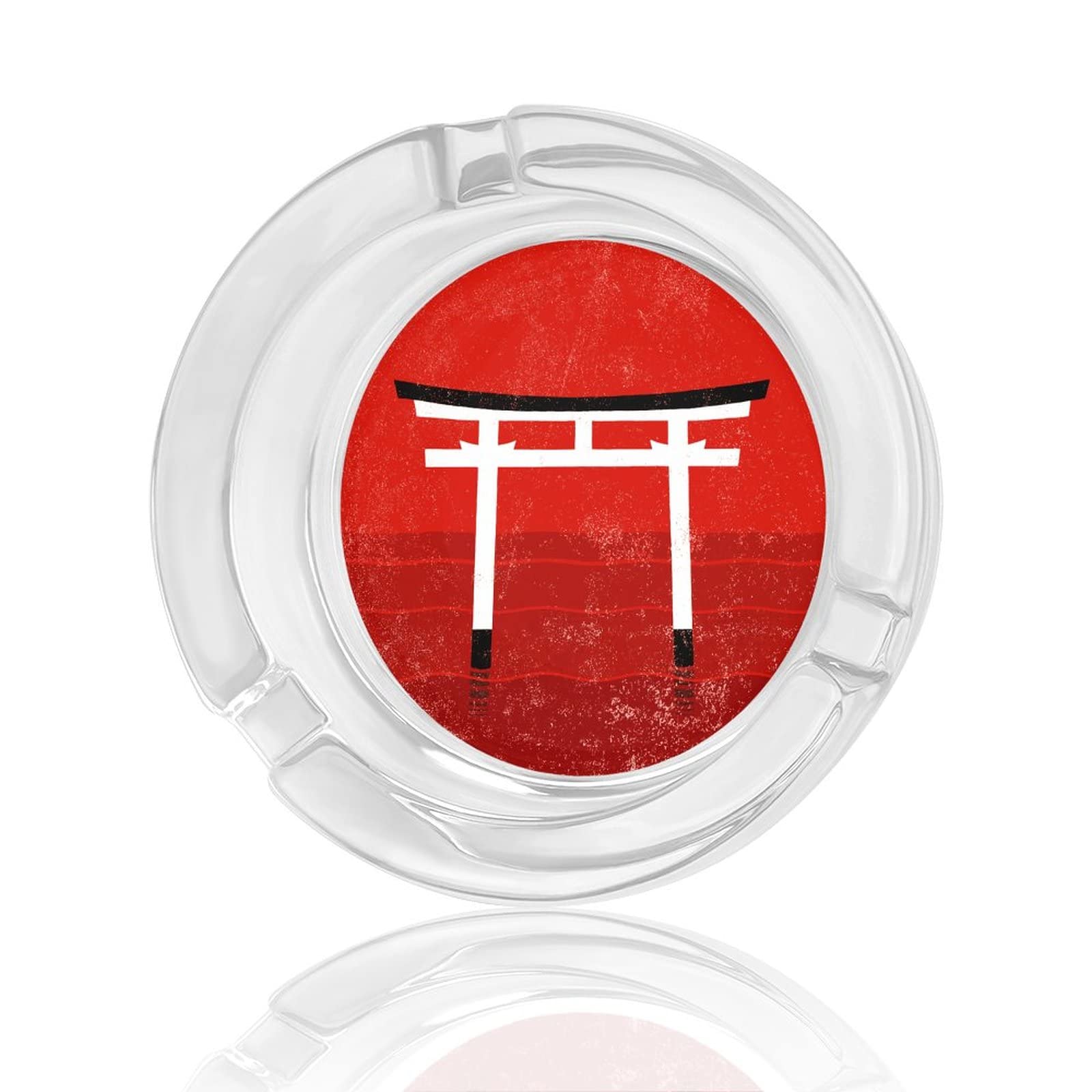 Amazon.co.jp: 日本 国旗 日の丸 旗 灰皿 ガラス灰皿 卓上灰皿 丸型