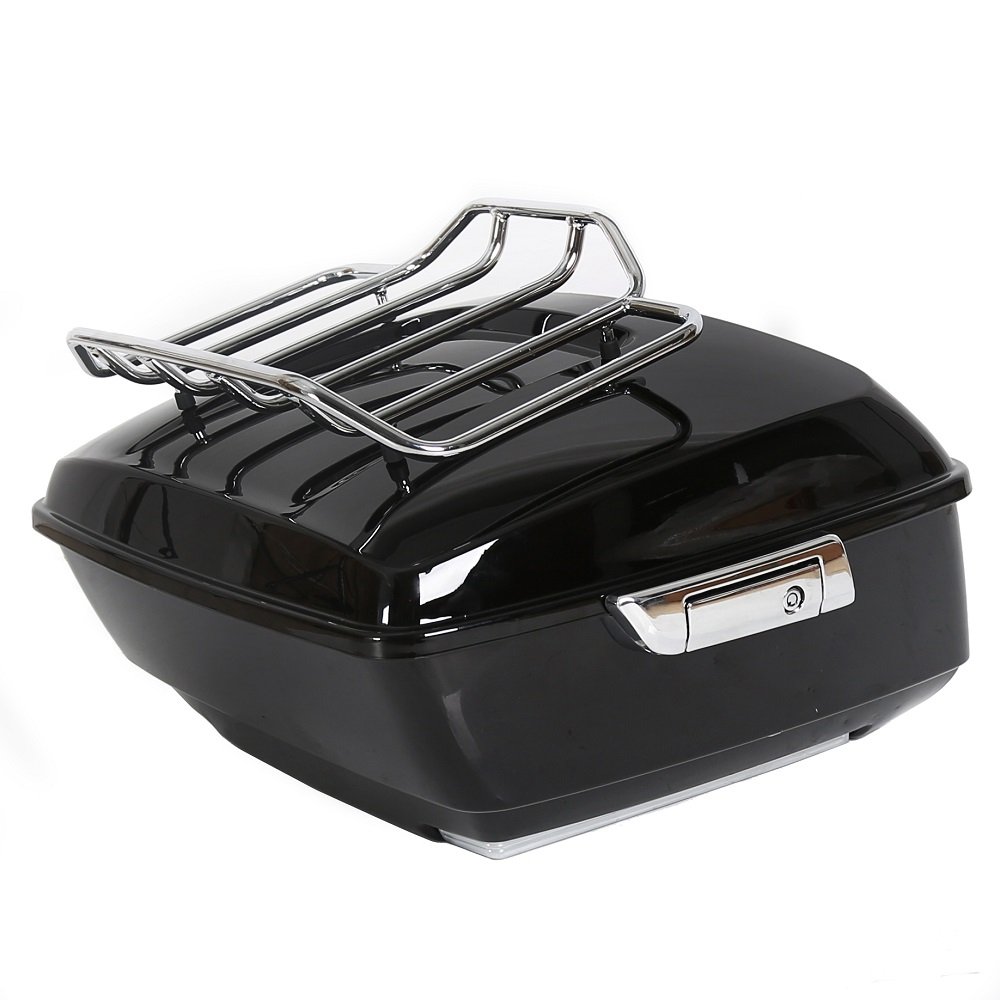 ECOTRICKing Motorcycle Storage Touring Trunk Tail Box for Harley Touring Models 2014-2024 New (King Motorcycle Storage Trunk W/Top Rack)