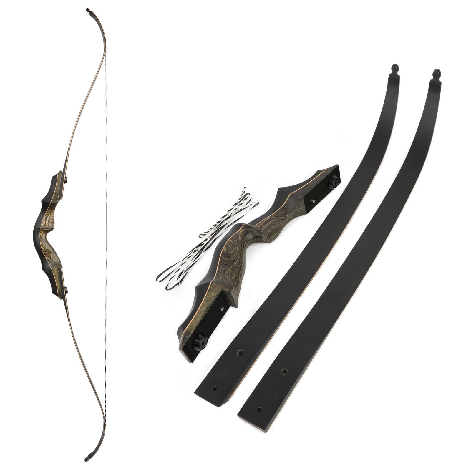 Tiro con l'arco 62 pollici Takedown Recurve Bow Alzata in legno Arco ricurvo professionale da competizione per tiro al bersaglio 20-60 libbre Regolabile