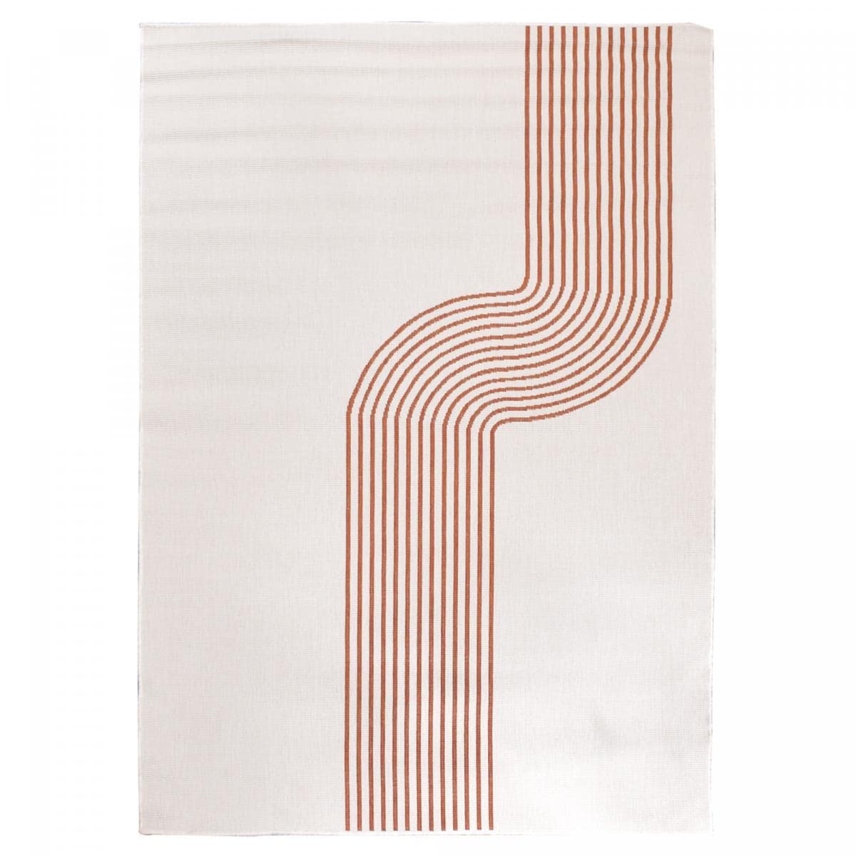 DEZENCO Tapis Exterieur 160x230 cm Rectangulaire COURBO Reversible Crème Terrasse, Jardin adapté au Chauffage par Le Sol